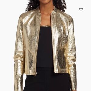 LaMarque Iconic Reversible Leather Jacket Bone and Gold.